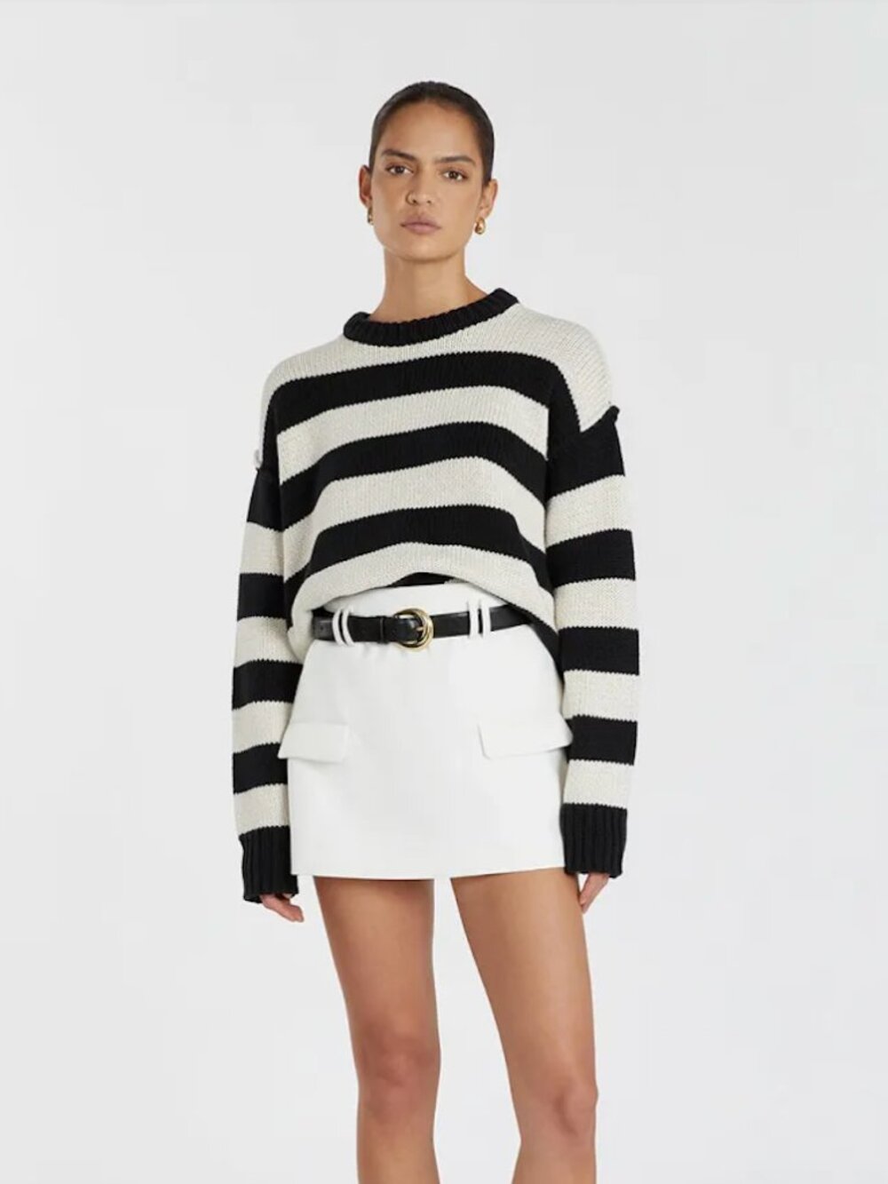 DISSH Agatha Stone Stripe Cotton-Wool Jumper | Size XS